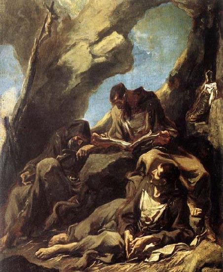 MAGNASCO, Alessandro Three Capuchin Friars Meditating in their Hermitage Germany oil painting art